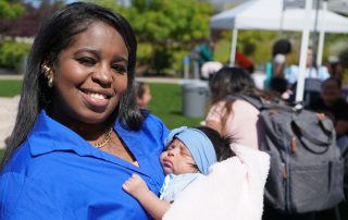 Mother posing with baby